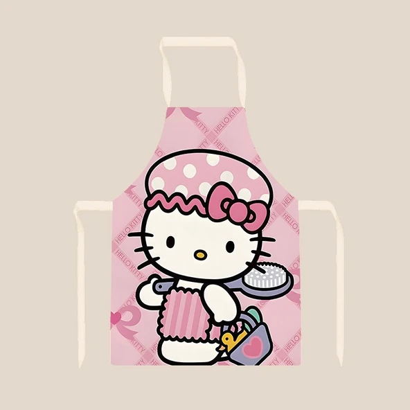 Sevimli Kedi Desenli Mutfak Önlüğü - Kedi 03 - 45x56cm - Çocuk - Kalın Pamuklu ve Keten - 2