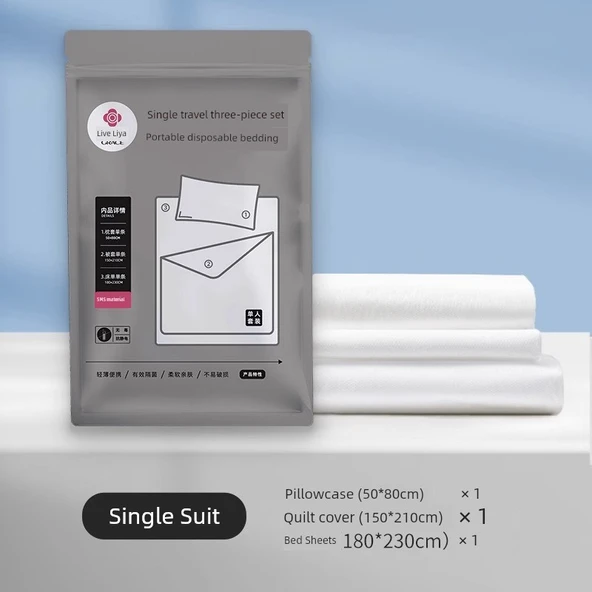 Tek Kullanımlık Seyahat Yatak Seti - Tek Kişilik Paket 1 Adet (1 Yastık Kılıfı)