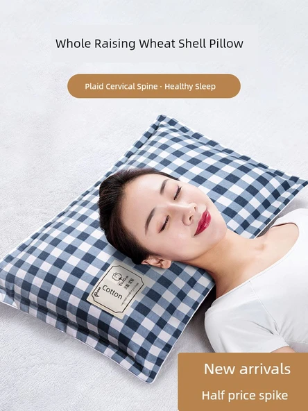 Karabuğday Kabuğu Yastık - Kahve Ekose Orta Boy - Resim 2