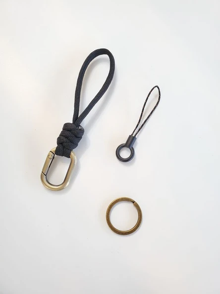 Paraşüt İpi Örgü Anahtarlık - 11cm Bronz +2 Aksesuar