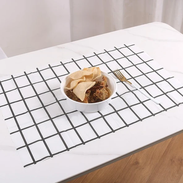 Tek Kullanımlık Amerikan Servis - Siyah Beyaz Kareli 40x60cm - 2 Adet