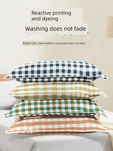 Karabuğday Kabuğu Yastık - Kahve Ekose Orta Boy - Resim 3