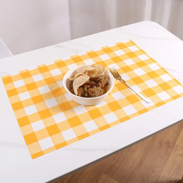 Tek Kullanımlık Amerikan Servis - Sarı Beyaz + Siyah Beyaz Kareli 40x60cm - 50 Adet