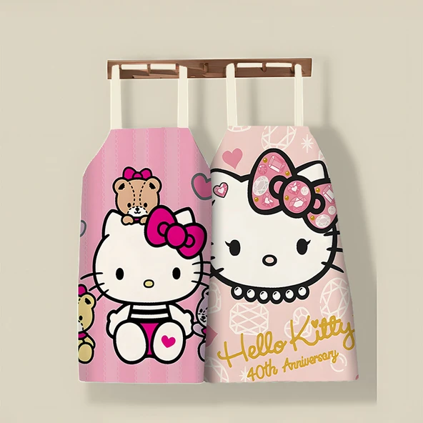 Sevimli Kedi Desenli Mutfak Önlüğü - Kedi 03 - 45x56cm - Çocuk - Kalın Pamuklu ve Keten - 10