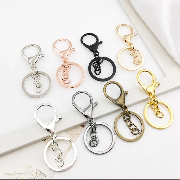 DIY Anahtarlık Yapım Seti - 2 Adet Rose Gold Istakoz Toka + 4 Parçalı Zincir - 11