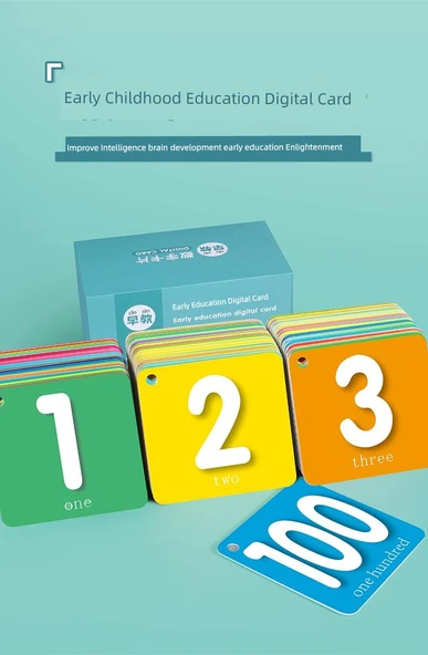 Çocuklar İçin Sayısal Hafıza Kartları 1-100 - 2 Kutu (0-100 Sayısal Tanıma + Resimli Okuma Yazma) - Resim 6