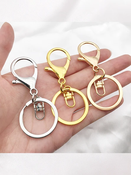 DIY Anahtarlık Yapım Seti - 2 Adet Rose Gold Istakoz Toka + 4 Parçalı Zincir - 3