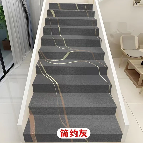 Su Geçirmez Kaymaz Kendinden Yapışkanlı Deri Merdiven Halısı - Minimalist Gri 90cm Genişlik
