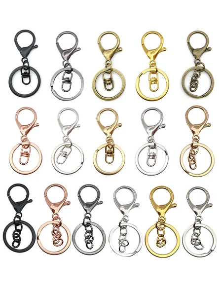 DIY Anahtarlık Yapım Seti - 2 Adet Rose Gold Istakoz Toka + 4 Parçalı Zincir - 6