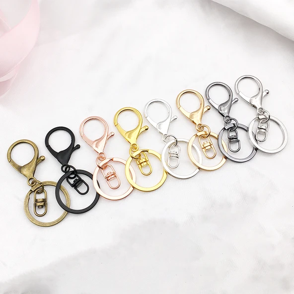 DIY Anahtarlık Yapım Seti - 2 Adet Rose Gold Istakoz Toka + 4 Parçalı Zincir - 9