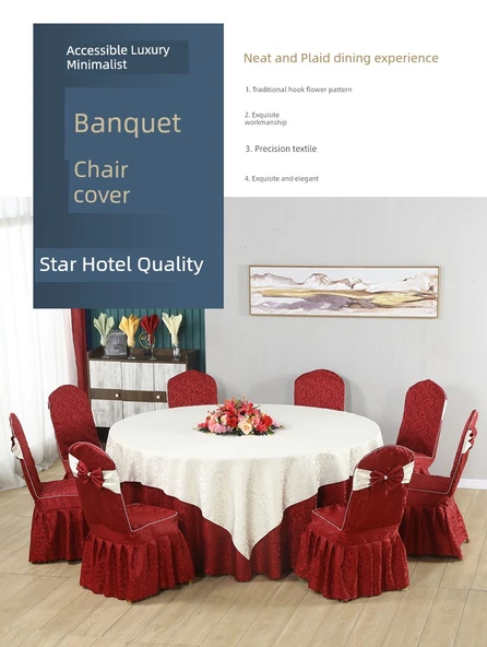 Otel Restoran Sandalye Kılıfı - Kayısı (Altın Kancalı Kırmızı Kurdele) - 5