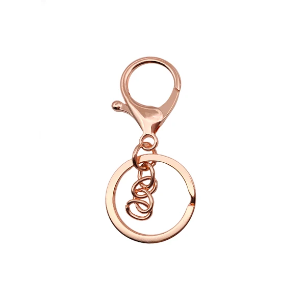 DIY Anahtarlık Yapım Seti - 2 Adet Rose Gold Istakoz Toka + 4 Parçalı Zincir