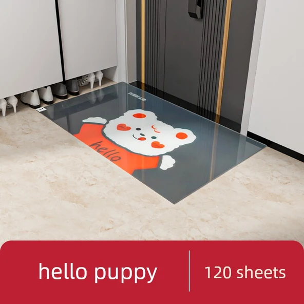 Yapışkanlı Zemin Paspası - 40x60cm - Hello Puppy - 120 Yaprak