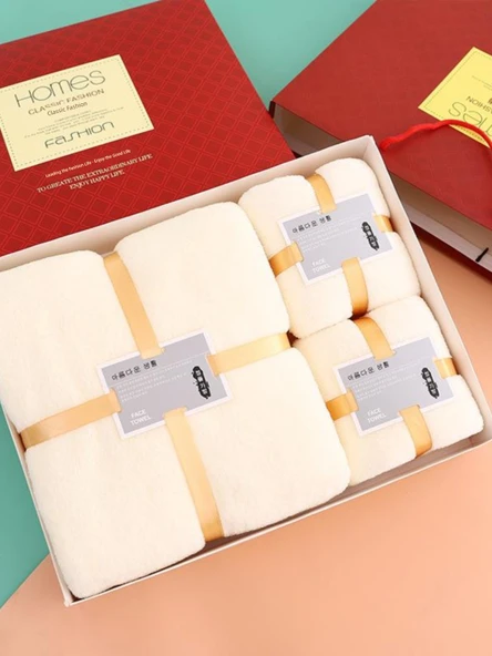 Mercan Polar Havlu Seti - Açık Pembe (Turuncu Kutu) 1 Banyo + 2 Yüz Havlusu [Kalınlaştırılmış] - 4
