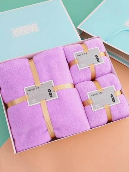 Mercan Polar Havlu Seti - Kart Yeşili 1 Banyo + 2 Yüz Havlusu Kutulu [Normal] - 5
