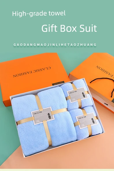 Mercan Polar Havlu Seti - Açık Mor (Turuncu Kutu) 1 Banyo + 2 Yüz Havlusu [Normal] - 7