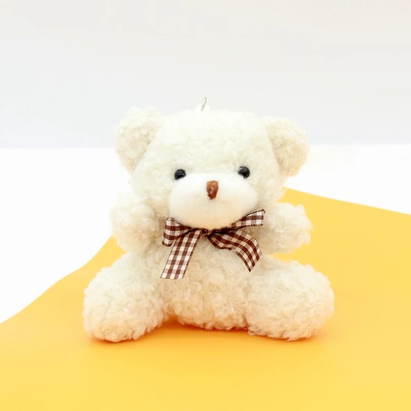 Peluş Oyuncak Ayıcık Anahtarlık - Oturan Ayı Gri - 8cm - 5