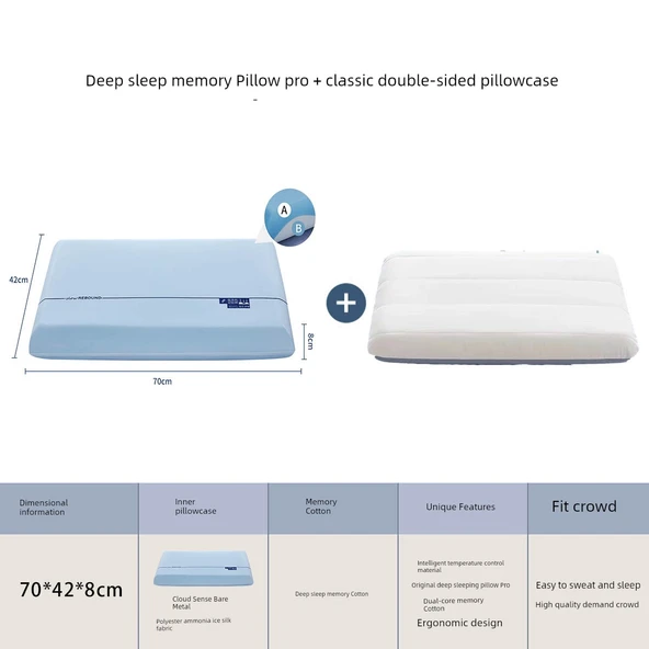 Çift Katmanlı Derin Uyku Pro Hafızalı Köpük Yastık - 8cm + Yastık Kılıfı