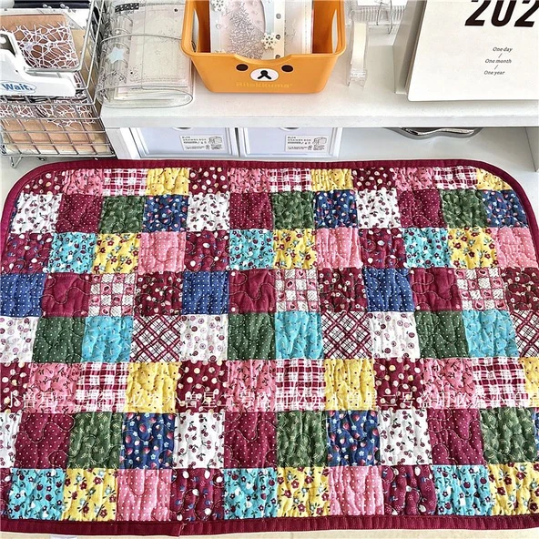 Antik Stil Kapitone Amerikan Servis - Çift Taraflı - Antik Erken Kırmızı (40x60cm)