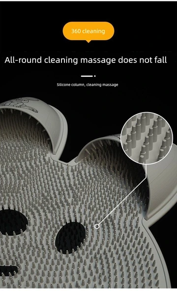 Silikon Tavşan Ayak Masaj Matı - Kaymaz Banyo Duş Matı - Gri Tavşan - 8