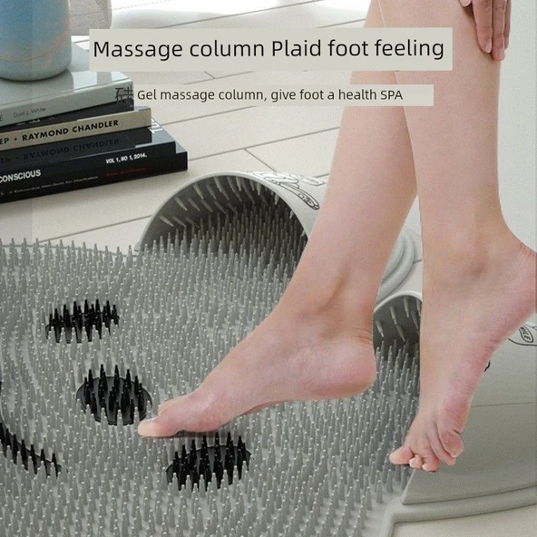 Silikon Tavşan Ayak Masaj Matı - Kaymaz Banyo Duş Matı - Gri Tavşan - 4
