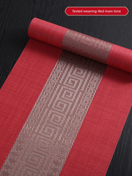 Çin Tarzı PVC Su Geçirmez Masa Örtüsü - Kırmızı - 40x160cm - Resim 2