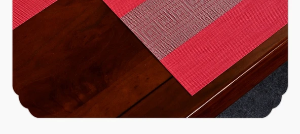 Çin Tarzı PVC Su Geçirmez Masa Örtüsü - Kırmızı - 40x160cm - Resim 11