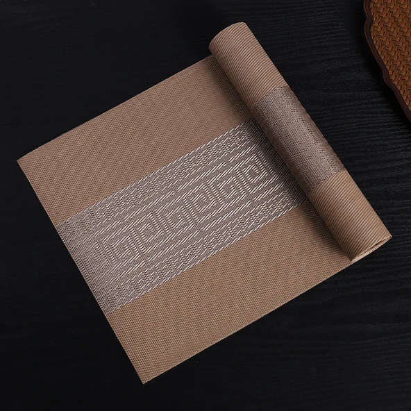 Çin Tarzı PVC Su Geçirmez Masa Örtüsü - Ham Renk - 30x160cm