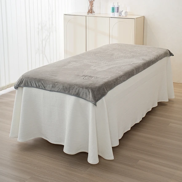 Güzellik Salonu Havlu Seti - Dikişsiz Yatak Örtüsü 200x100cm - Gri