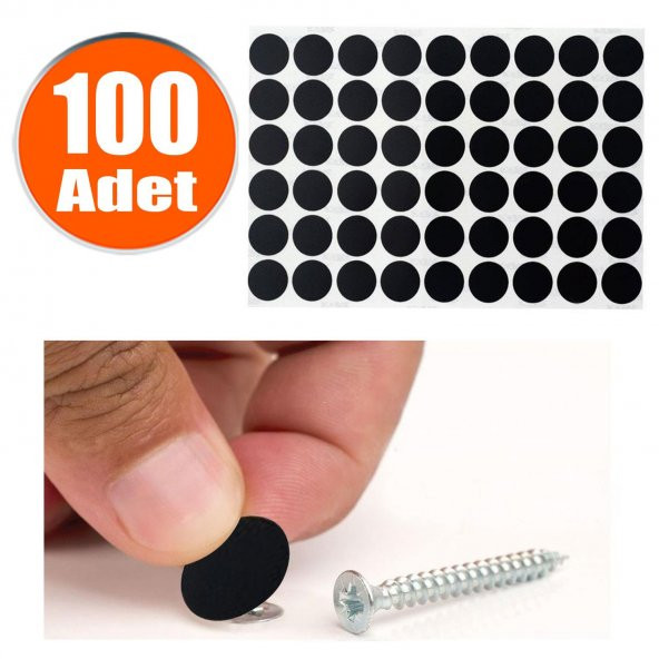 Yapışkanlı Vida Tapası Siyah Vida Kapatıcı Kapağı (100 ADET) - 5