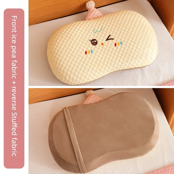 Doudou Kadife Kapibara Yastık - Sarı Büyük Bere Şapkalı Bebek 55x32x10cm (Tek Yastık Kılıfı)