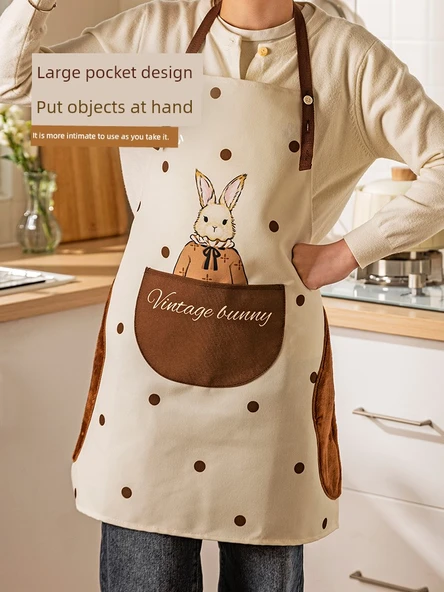 Hera Tavşan Desenli Mutfak Önlüğü - Dalga Desenli, Su Geçirmez ve Yağ Tutmaz - Resim 2