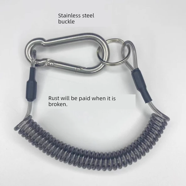 Çelik Halat Yaylı Alet Askısı - 25cm-3m, Paslanmaz Çelik Tokalı