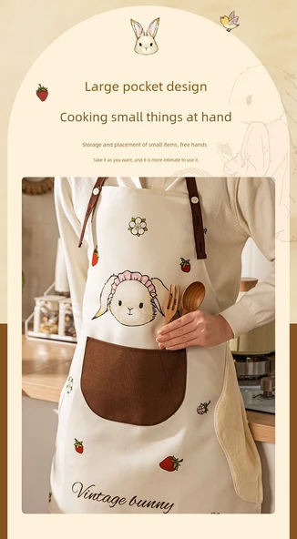 Hera Tavşan Desenli Mutfak Önlüğü - Dalga Desenli, Su Geçirmez ve Yağ Tutmaz - Resim 10