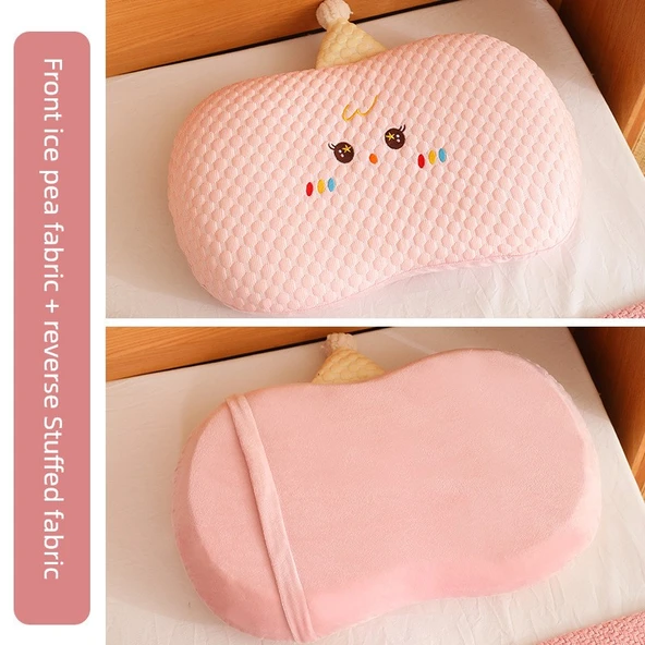 Doudou Kadife Kapibara Yastık - Pembe Büyük Bezelye Şapkalı Bebek 55x32x10cm (Tek Yastık Kılıfı)
