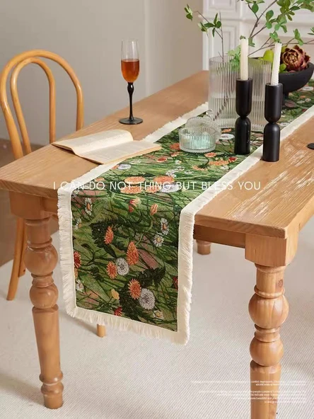 Amerikan Retro Stil Masa Örtüsü - Kış Aşk Şarkısı 30x120cm - Resim 2