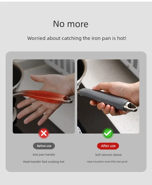 Silikon Tencere Sapı Kılıfı - Küçük Boy - 1 Adet Yanmaz Kapak - Resim 8