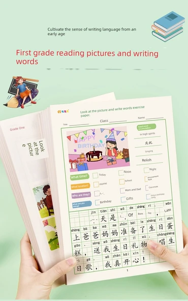 [İngilizce tek cümle günlük 0833] + [tek cümle günlük alıştırma kağıdı 0773] + [resim okuma ve yazma alıştırma kağıdı 2. sınıf 0731-kelimeli] Her Birinden 1 Paket - Resim 7