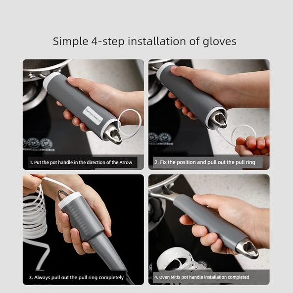 Silikon Tencere Sapı Kılıfı - Küçük Boy - 1 Adet Yanmaz Kapak - Resim 6