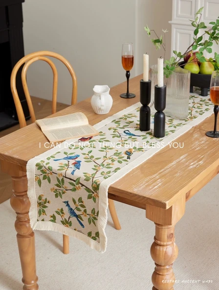 Amerikan Retro Stil Masa Örtüsü - Kış Aşk Şarkısı 30x120cm - Resim 6