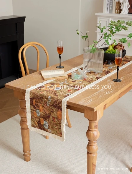 Amerikan Retro Stil Masa Örtüsü - Kış Aşk Şarkısı 30x120cm - Resim 9