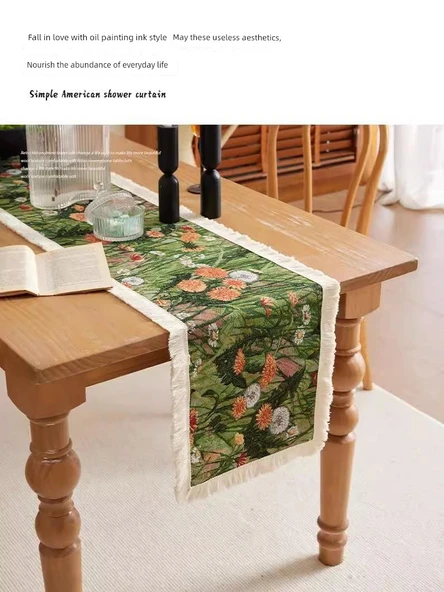 Amerikan Retro Stil Masa Örtüsü - İlk Olgun Kayısı Sarı Pareto 30x180cm - 4