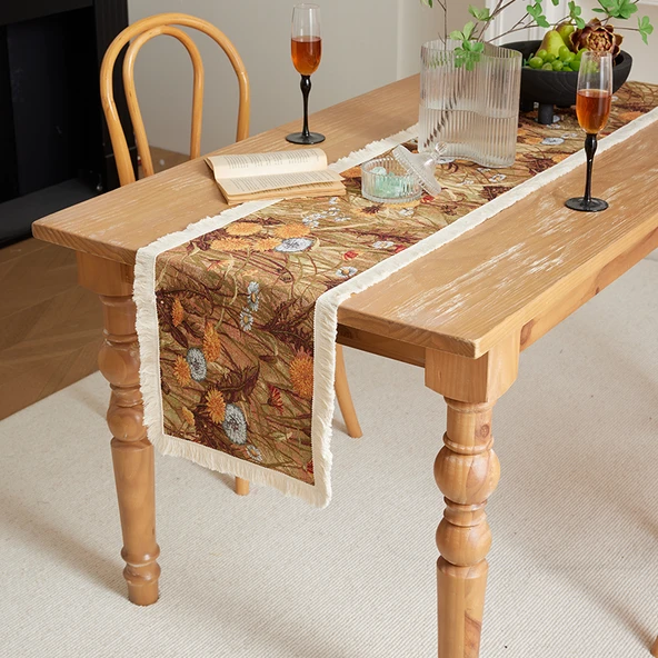 Amerikan Retro Stil Masa Örtüsü - İlk Olgun Kayısı Sarı Pareto 30x120cm