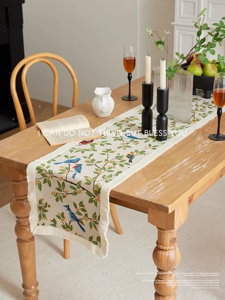 Amerikan Retro Stil Masa Örtüsü - Kış Aşk Şarkısı 30x120cm - Resim 3