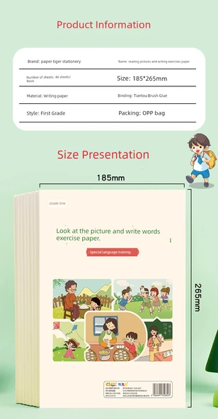 [İngilizce Tek Cümle Günlük 0833] + [Tek Cümle Günlük Alıştırma Kağıdı 0773] + [Resim Okuma ve Yazma Alıştırma Kağıdı 1. Sınıf 0718-Boş] Her Birinden 1 Paket - Resim 8