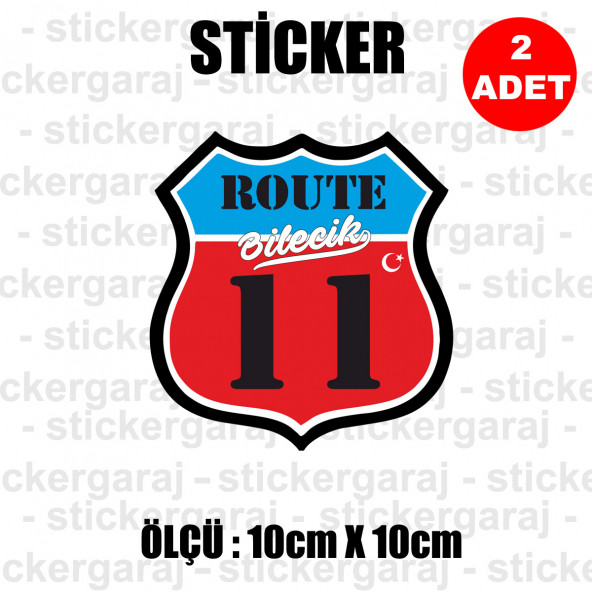 11 BİLECİK 2 adet plaka sticker - il sehir rota etiket - ürün görseli