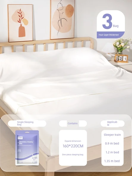Tek Kullanımlık Seyahat Tipi Uyku Tulumu Çarşafı - Kalınlaştırılmış Yırtılmaya Dayanıklı Tek Kişilik 3'lü Paket