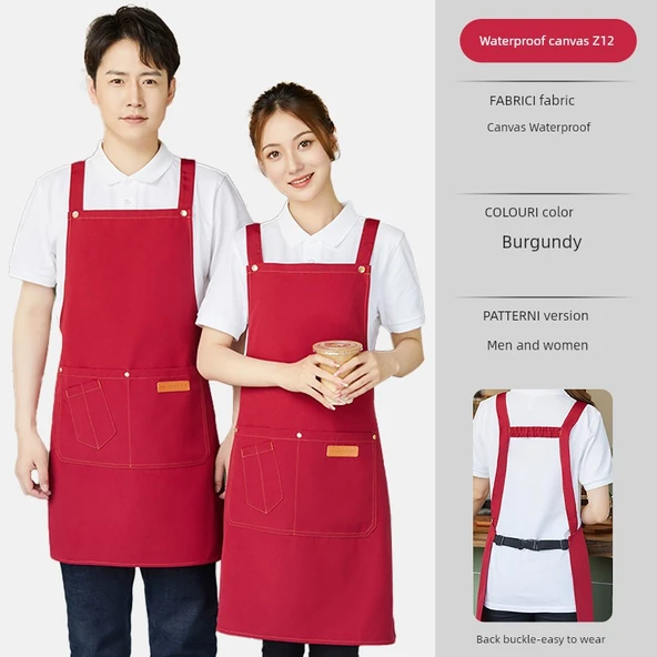 Su Geçirmez Kanvas Mutfak Önlüğü - Unisex - Bordo