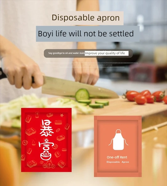 Plastik Su Geçirmez Mutfak Önlüğü - Şanslı Desenli - 100'lü Paket - Resim 9