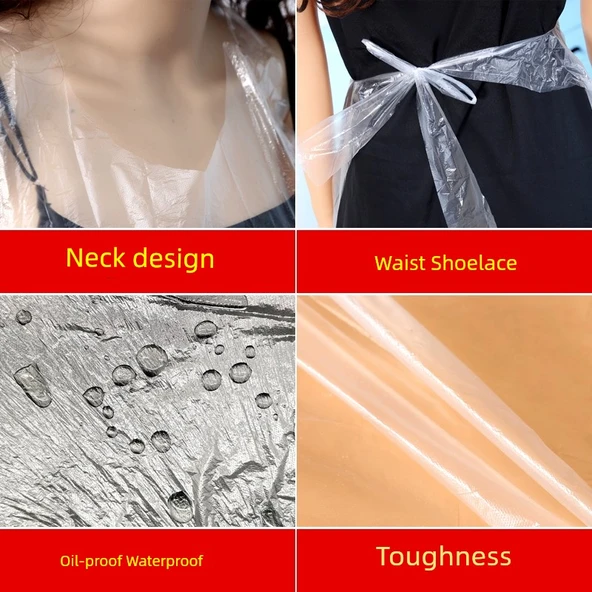 Plastik Su Geçirmez Mutfak Önlüğü - Şanslı Desenli - 100'lü Paket - Resim 3